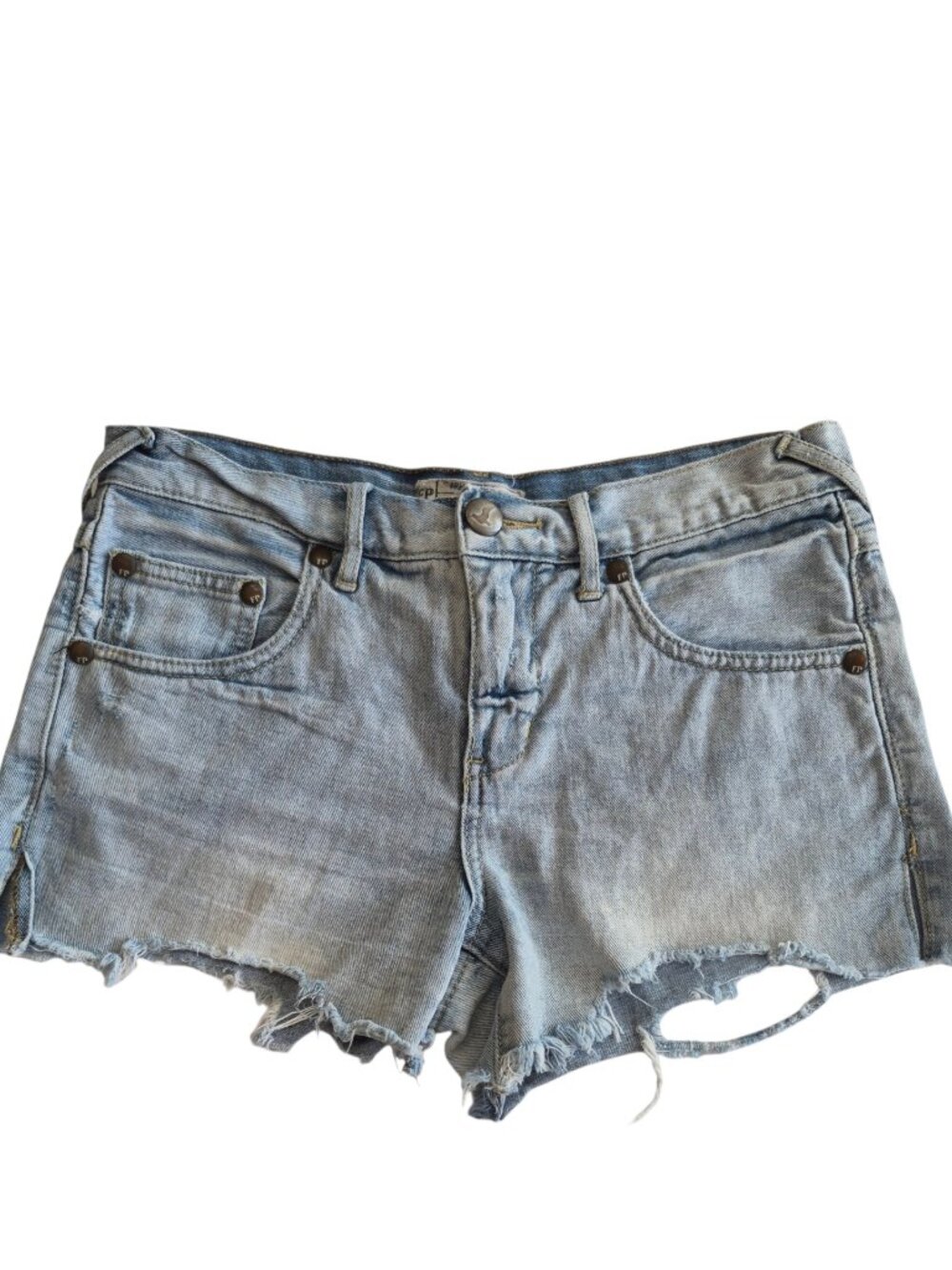 Free People Light Blue Distressed Denim Shorts